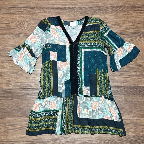 Maeve Dresses & Skirts - Anthropologie Maeve Patchwork Boho V-Neck Dress Small